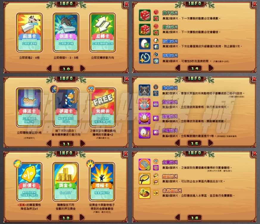 金浪棋盤森林大富翁,卡片及道具介紹